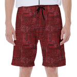 Red And Black African Ethnic Print Men's Beach Shorts