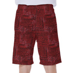 Red And Black African Ethnic Print Men's Beach Shorts