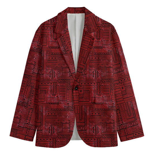 Red And Black African Ethnic Print Men's Blazer