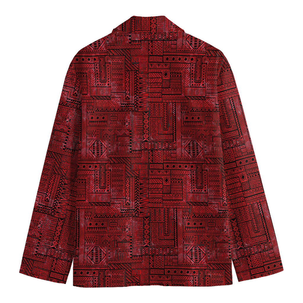 Red And Black African Ethnic Print Men's Blazer