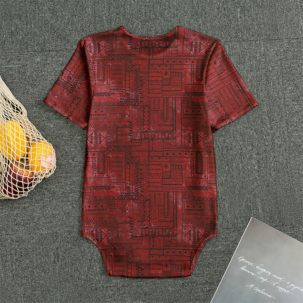 Red And Black African Ethnic Print Men's Bodysuit