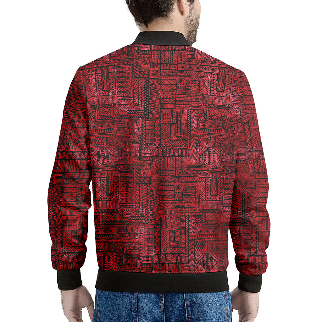 Red And Black African Ethnic Print Men's Bomber Jacket