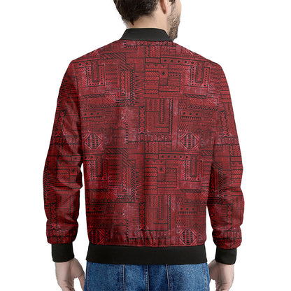 Red And Black African Ethnic Print Men's Bomber Jacket