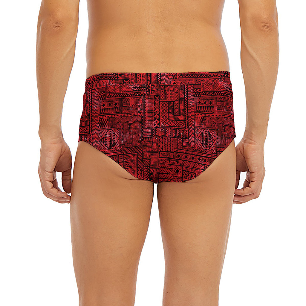 Red And Black African Ethnic Print Men's Briefs