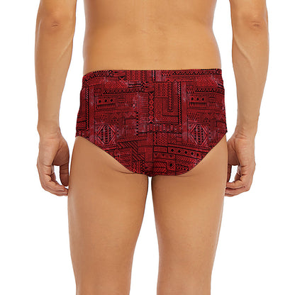Red And Black African Ethnic Print Men's Briefs