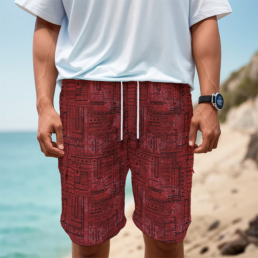 Red And Black African Ethnic Print Men's Cargo Shorts