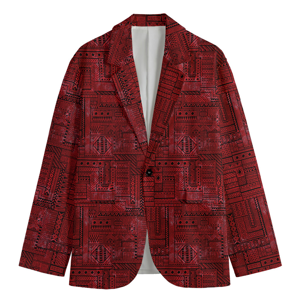 Red And Black African Ethnic Print Men's Cotton Blazer