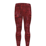 Red And Black African Ethnic Print Men's leggings