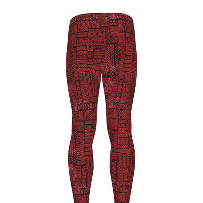 Red And Black African Ethnic Print Men's leggings