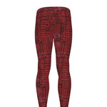 Red And Black African Ethnic Print Men's leggings