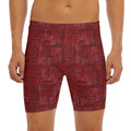 Red And Black African Ethnic Print Men's Long Boxer Briefs