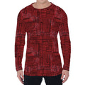 Red And Black African Ethnic Print Men's Long Sleeve T-Shirt