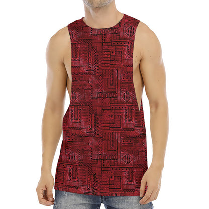 Red And Black African Ethnic Print Men's Muscle Tank Top