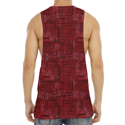 Red And Black African Ethnic Print Men's Muscle Tank Top