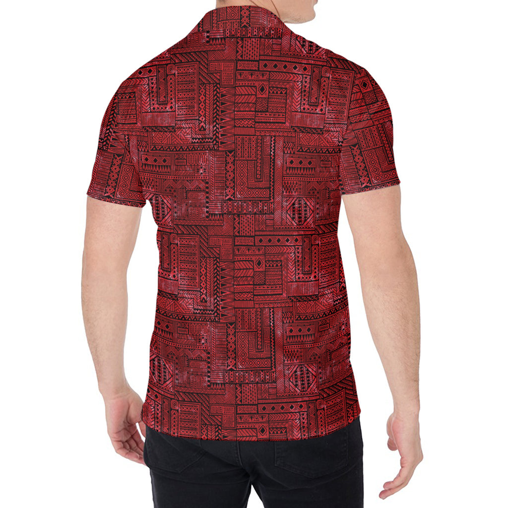 Red And Black African Ethnic Print Men's Shirt
