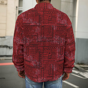 Red And Black African Ethnic Print Men's Shirt Jacket