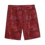 Red And Black African Ethnic Print Men's Sports Shorts