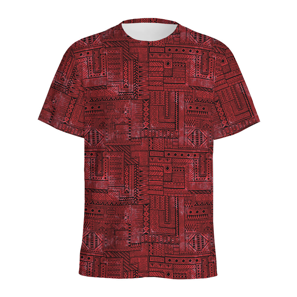 Red And Black African Ethnic Print Men's Sports T-Shirt