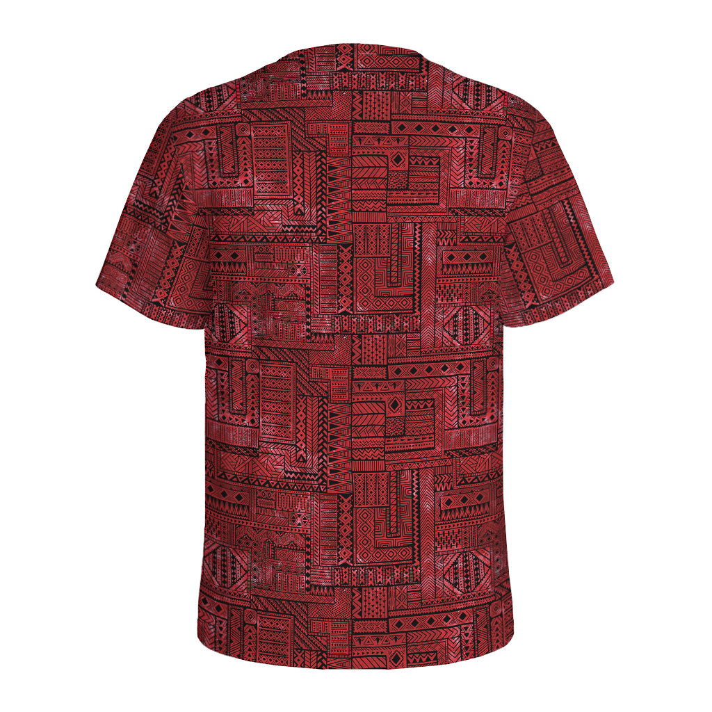 Red And Black African Ethnic Print Men's Sports T-Shirt