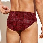 Red And Black African Ethnic Print Men's Swim Briefs