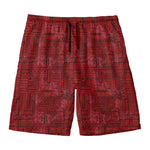 Red And Black African Ethnic Print Men's Swim Trunks