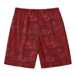 Red And Black African Ethnic Print Men's Swim Trunks