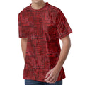 Red And Black African Ethnic Print Men's Velvet T-Shirt