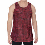 Red And Black African Ethnic Print Men's Velvet Tank Top