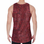 Red And Black African Ethnic Print Men's Velvet Tank Top