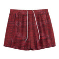 Red And Black African Ethnic Print Mesh Shorts