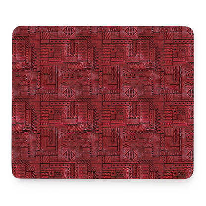 Red And Black African Ethnic Print Mouse Pad