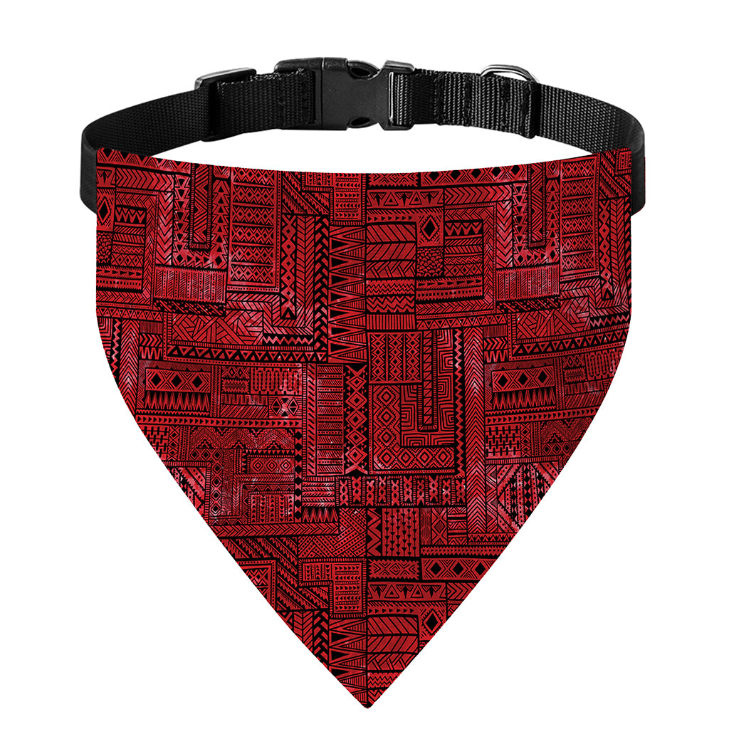 Red And Black African Ethnic Print Over The Collar Dog Bandana