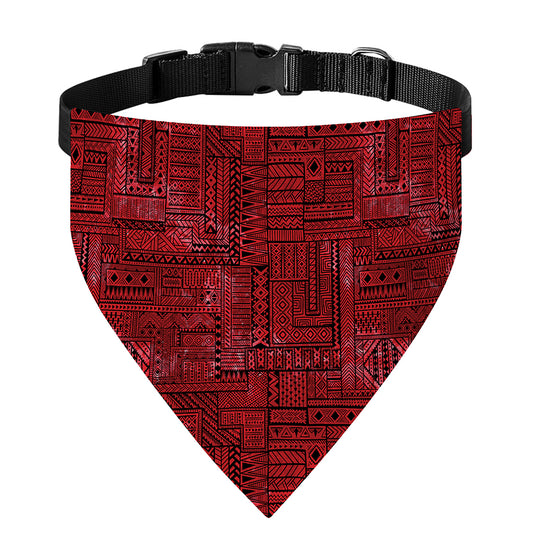 Red And Black African Ethnic Print Over The Collar Dog Bandana