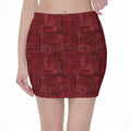 Red And Black African Ethnic Print Pencil Mini Skirt