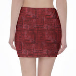 Red And Black African Ethnic Print Pencil Mini Skirt