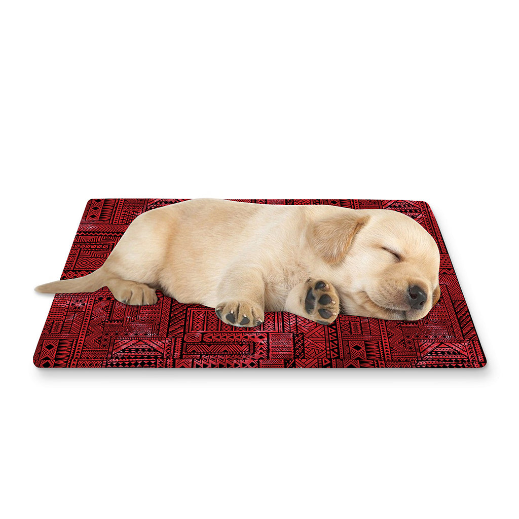 Red And Black African Ethnic Print Pet Cooling Mat Cover