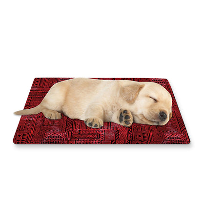 Red And Black African Ethnic Print Pet Cooling Mat Cover