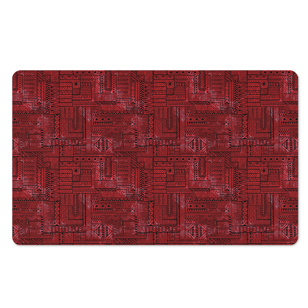 Red And Black African Ethnic Print Polyester Doormat