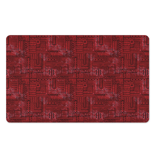Red And Black African Ethnic Print Polyester Doormat