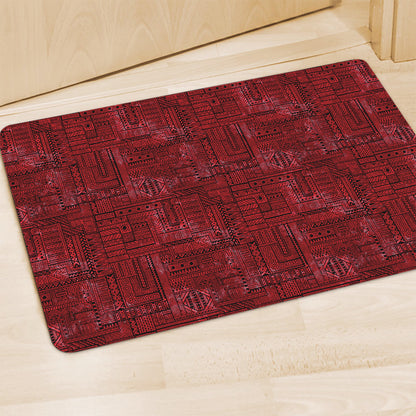 Red And Black African Ethnic Print Polyester Doormat