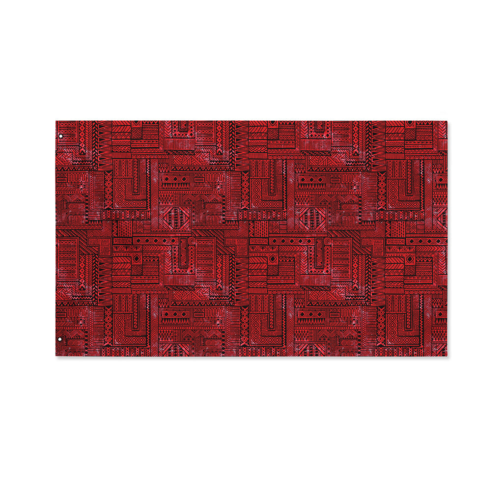 Red And Black African Ethnic Print Polyester Flag