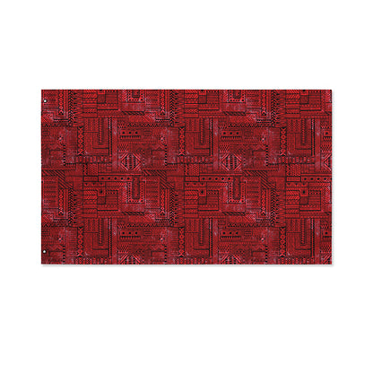 Red And Black African Ethnic Print Polyester Flag