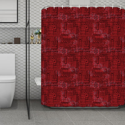 Red And Black African Ethnic Print Polyester Shower Curtain