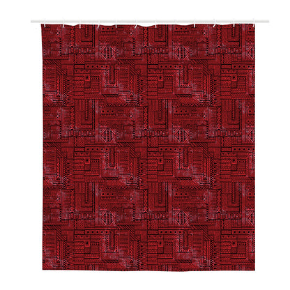 Red And Black African Ethnic Print Polyester Shower Curtain