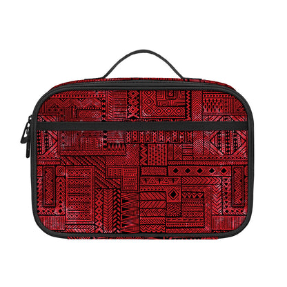 Red And Black African Ethnic Print Portable Lunch Bag