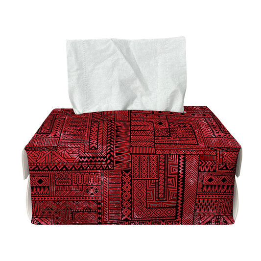 Red And Black African Ethnic Print Rectangle Tissue Box Cover
