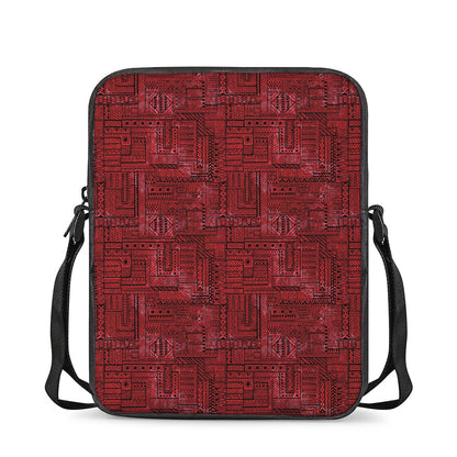 Red And Black African Ethnic Print Rectangular Crossbody Bag