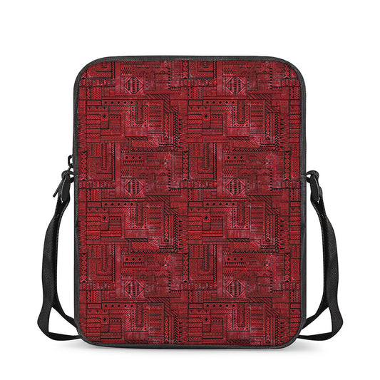 Red And Black African Ethnic Print Rectangular Crossbody Bag