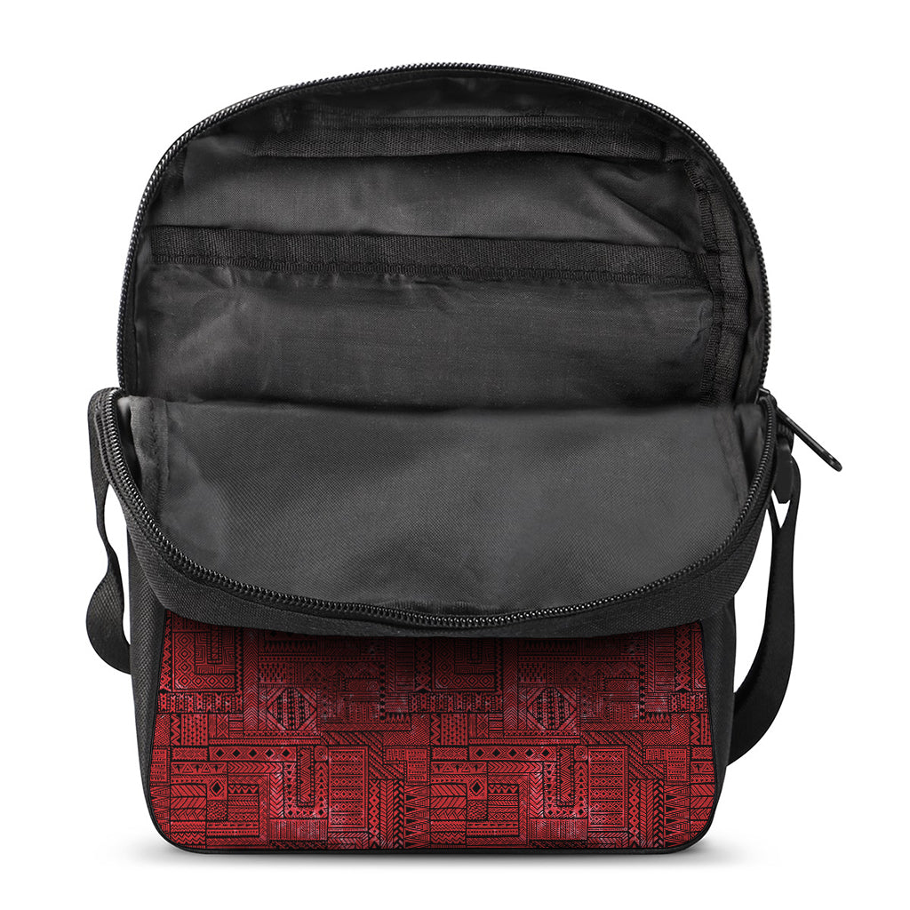 Red And Black African Ethnic Print Rectangular Crossbody Bag