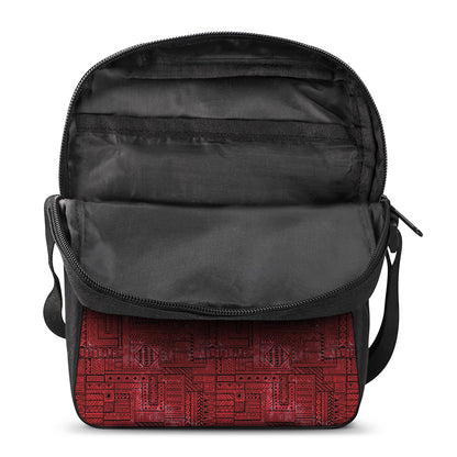 Red And Black African Ethnic Print Rectangular Crossbody Bag